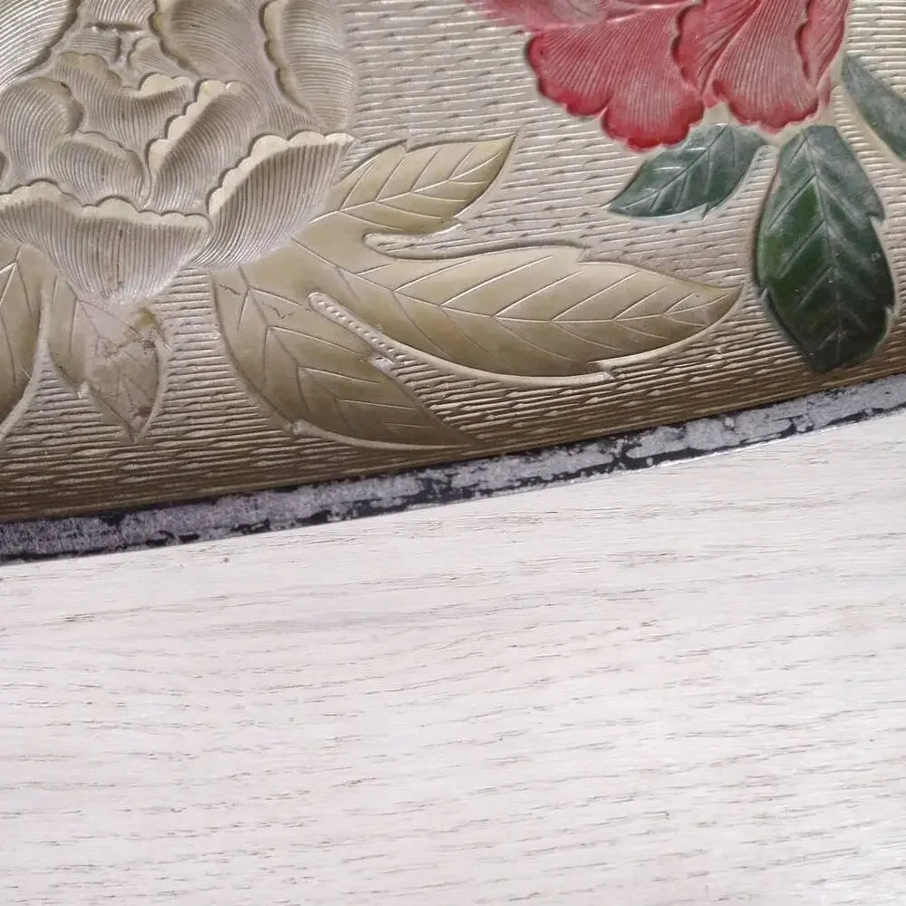 Vintage Plastic Serving Tray Cabbage Roses Floral Vanity Tray